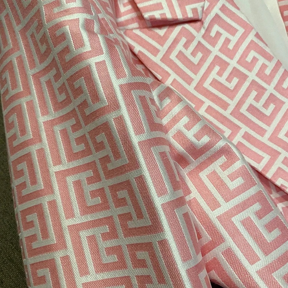 Pink Patterned Double-Breasted Blazer - Picture 3 of 7